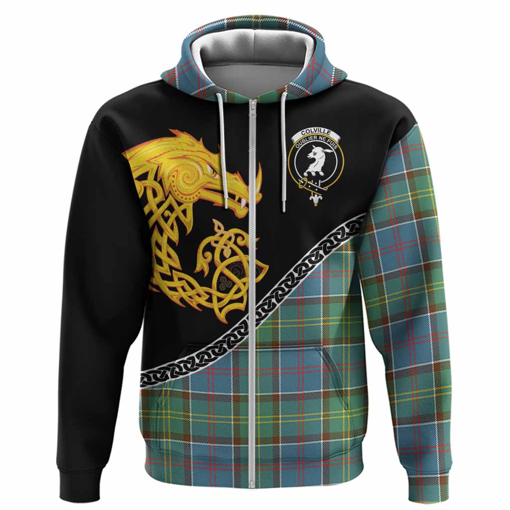 Colville Tartan Crest Hoodie Legendary Dragon Knot Half Style