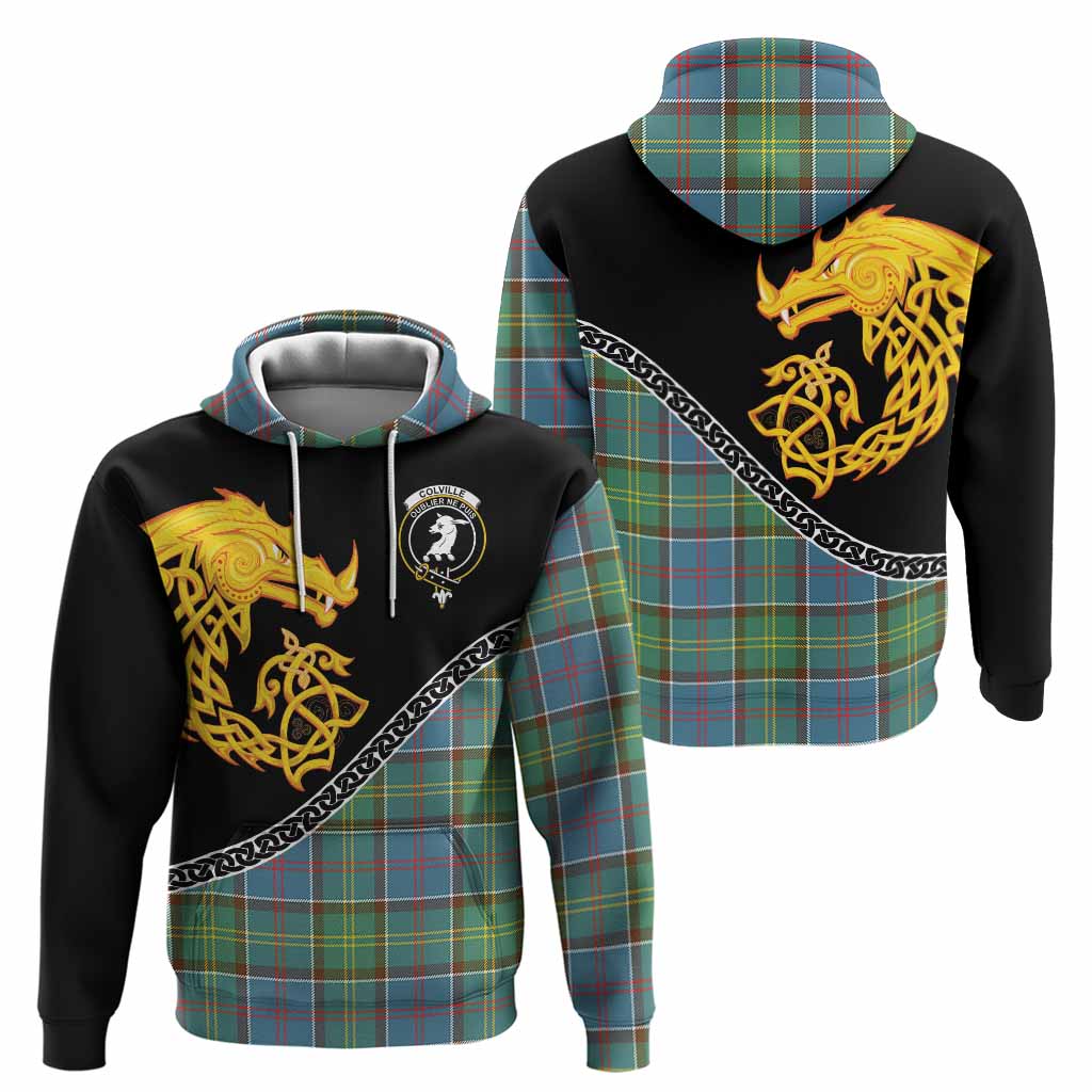 Colville Tartan Crest Hoodie Legendary Dragon Knot Half Style