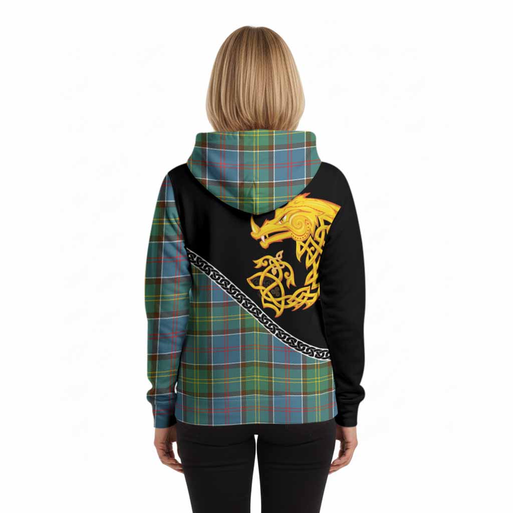Colville Tartan Crest Hoodie Legendary Dragon Knot Half Style