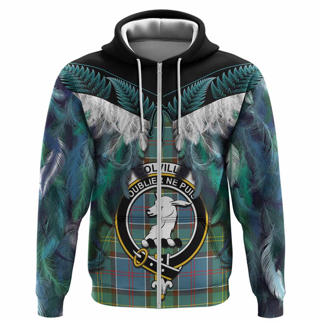 Colville Tartan Crest Hoodie New Zealand Maori Korowai Cloak
