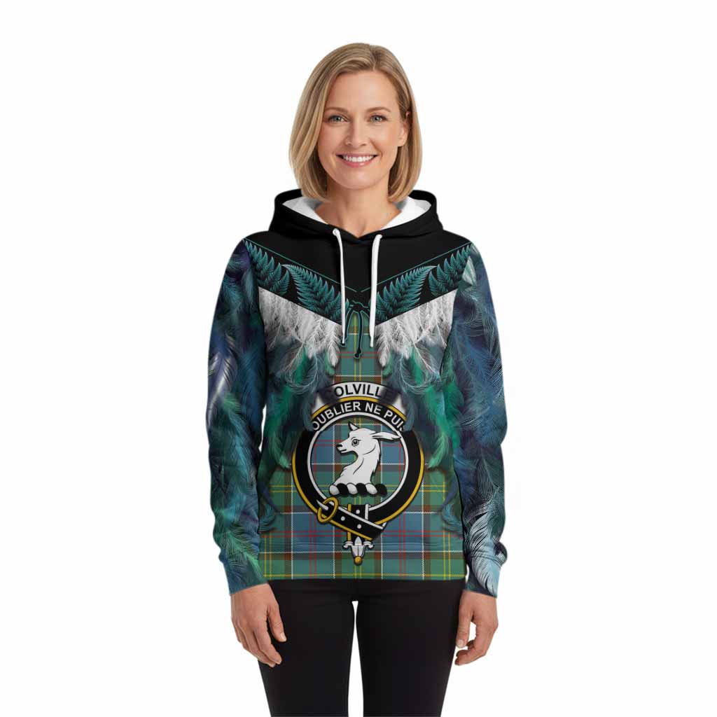 Colville Tartan Crest Hoodie New Zealand Maori Korowai Cloak
