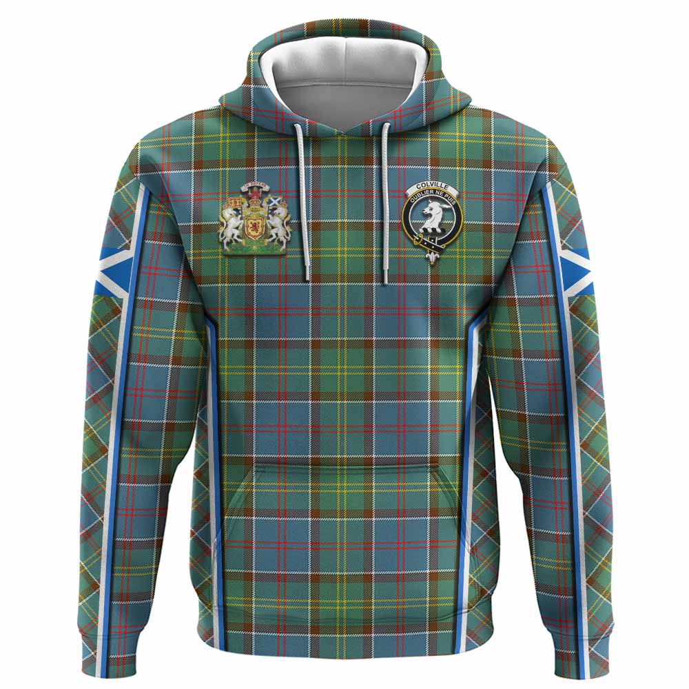 Colville Tartan Crest Hoodie Scotland Coat of Arm Flag Style - Tartan Vibes Clothing