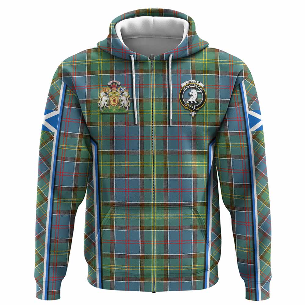 Colville Tartan Crest Hoodie Scotland Coat of Arm Flag Style - Tartan Vibes Clothing