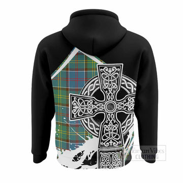 Colville Tartan Crest Hoodie Scottish Celtic Cross Heritage