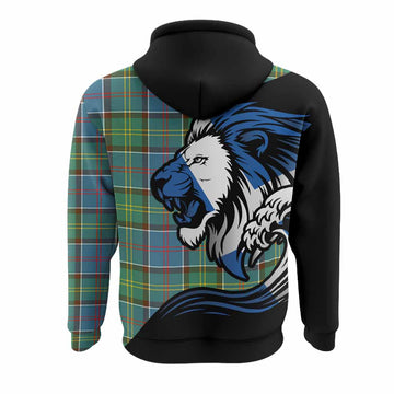 Colville Tartan Crest Hoodie Scottish Golden Lions Wave Flow