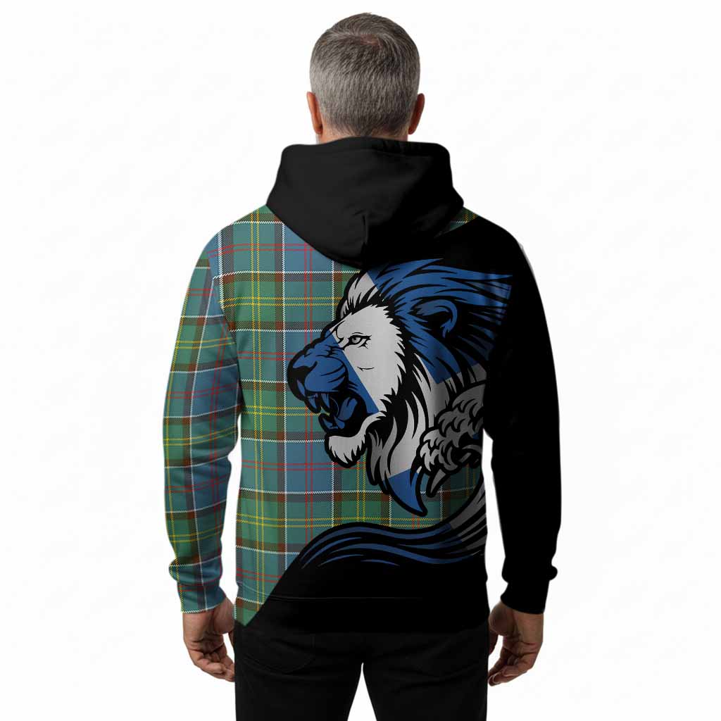 Colville Tartan Crest Hoodie Scottish Golden Lions Wave Flow