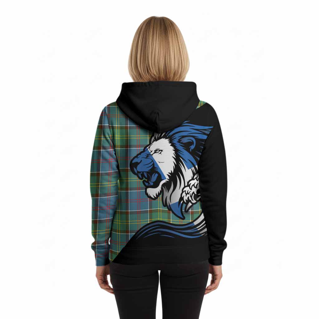 Colville Tartan Crest Hoodie Scottish Golden Lions Wave Flow