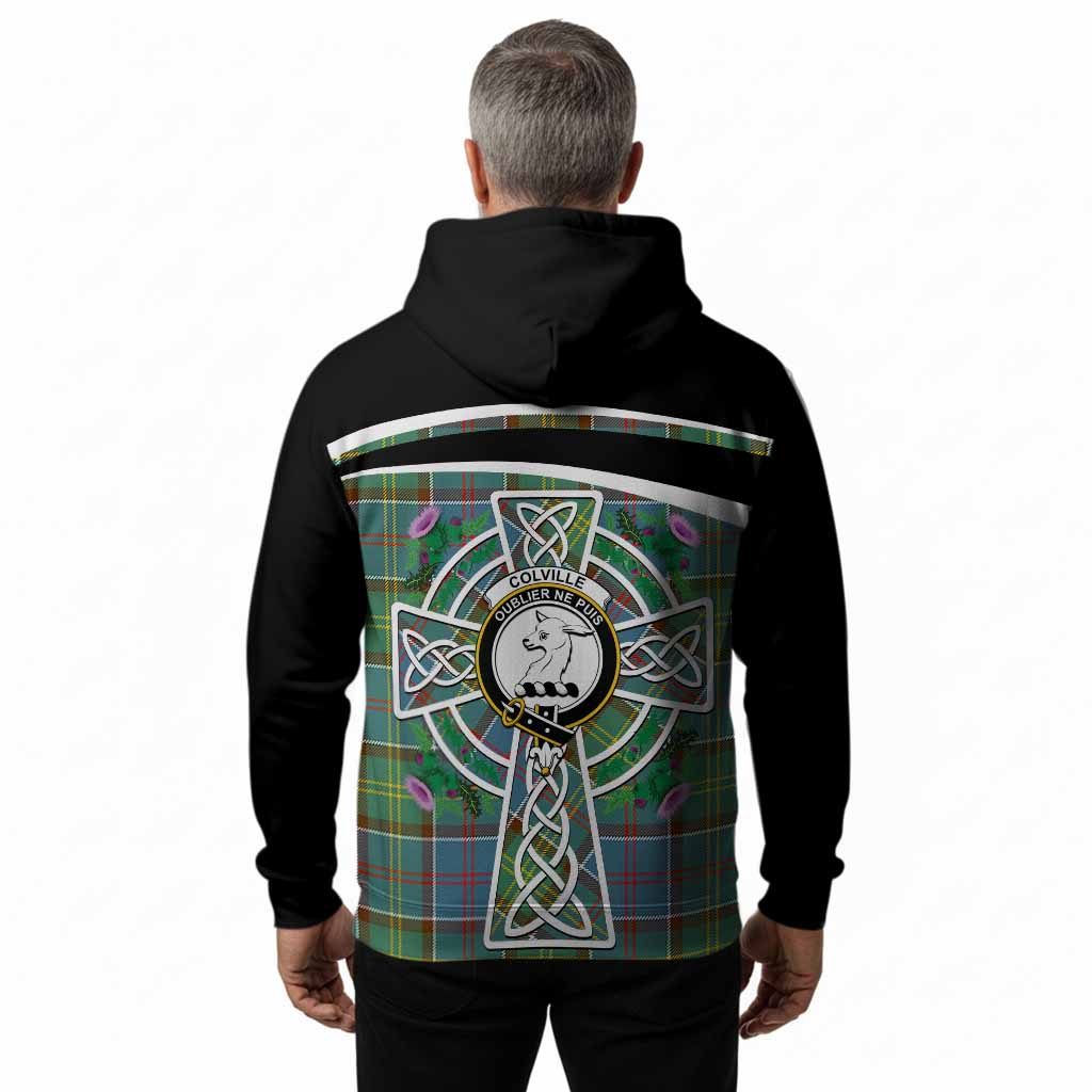 Colville Tartan Crest Hoodie Scottish Thistle Celtic Cross Alba Gu Brath