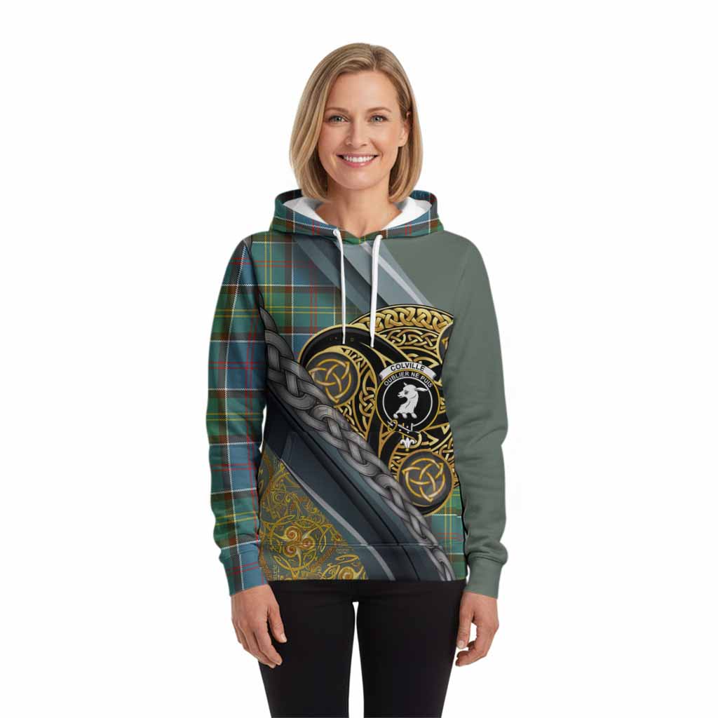 Colville Tartan Crest Hoodie Scottish Triskele Celtic