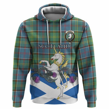 Colville Tartan Crest Hoodie Scottish Unicorn With Thistle
