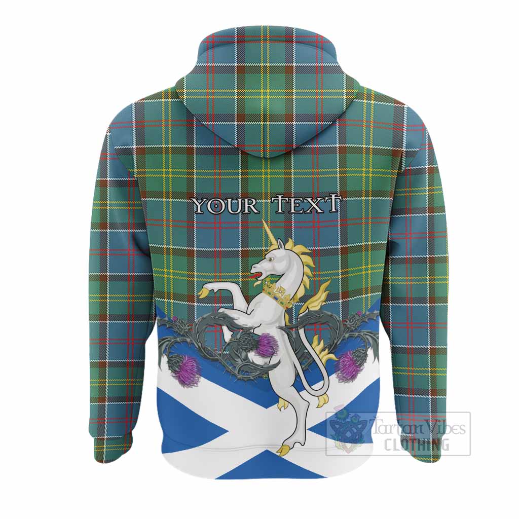 Colville Tartan Crest Hoodie Scottish Unicorn With Thistle