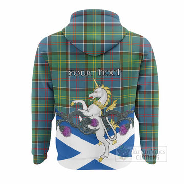 Colville Tartan Crest Hoodie Scottish Unicorn With Thistle