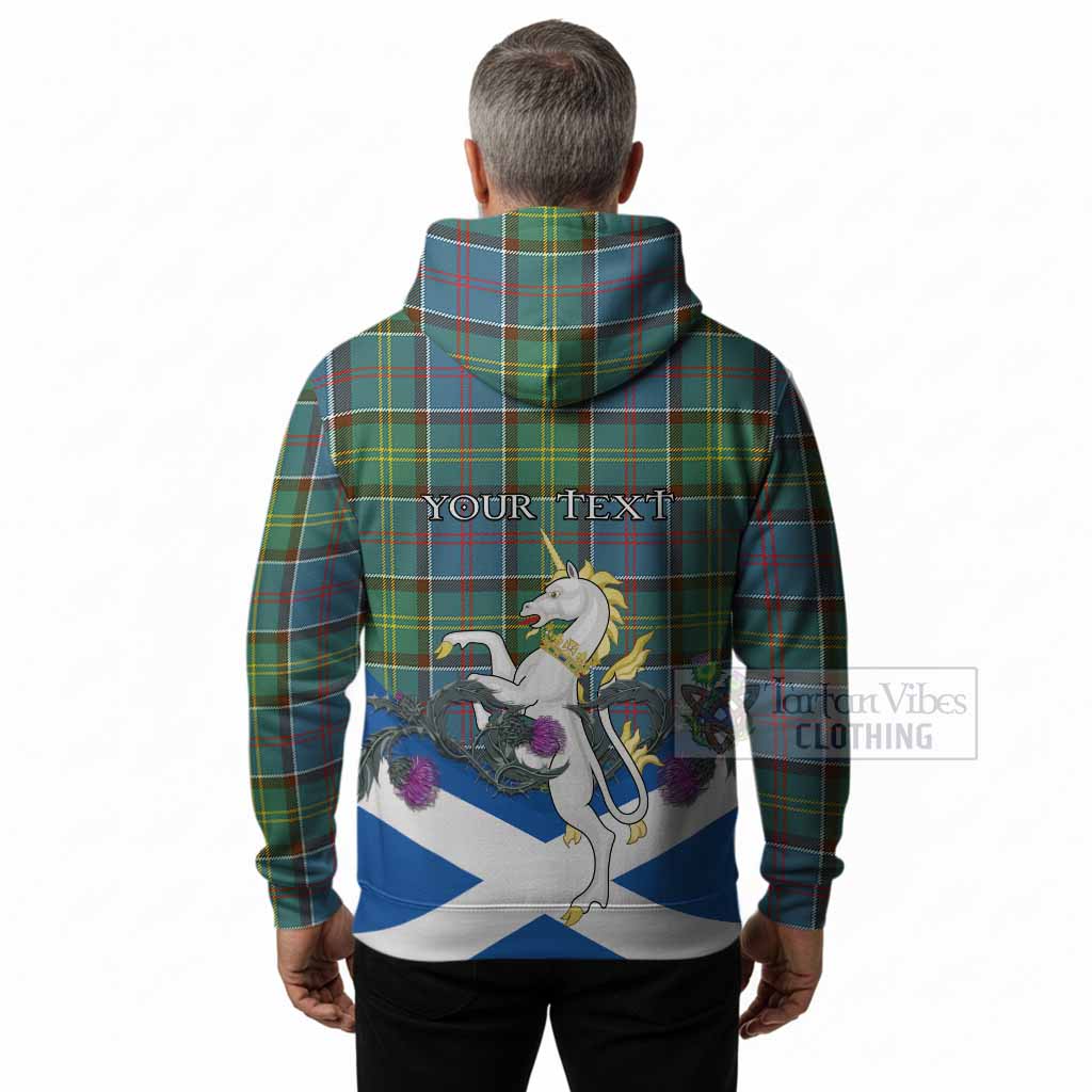 Colville Tartan Crest Hoodie Scottish Unicorn With Thistle