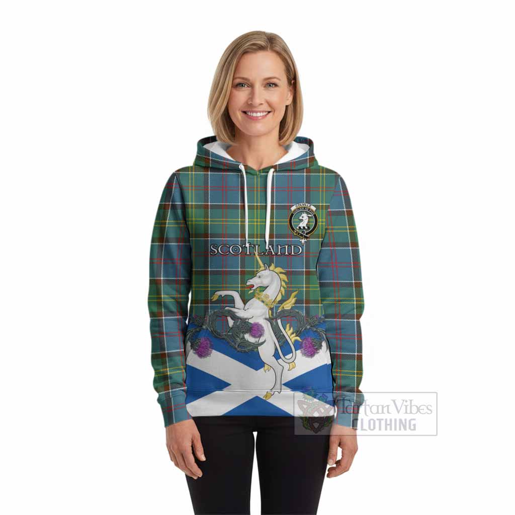 Colville Tartan Crest Hoodie Scottish Unicorn With Thistle