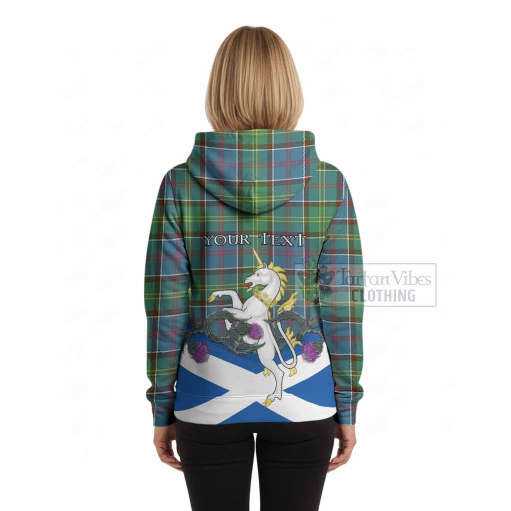 Colville Tartan Crest Hoodie Scottish Unicorn With Thistle