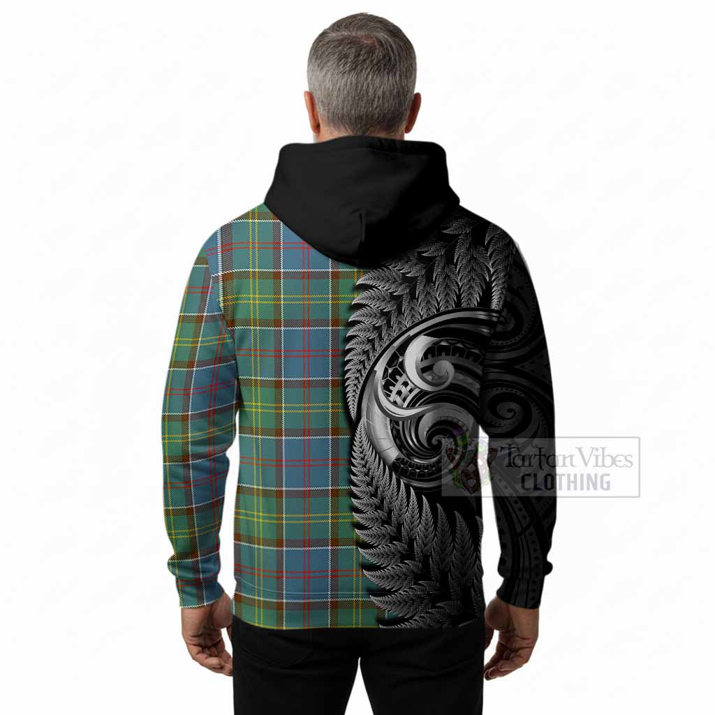 Colville Tartan Crest Hoodie With New Zealand Silver Fern Maori Koru