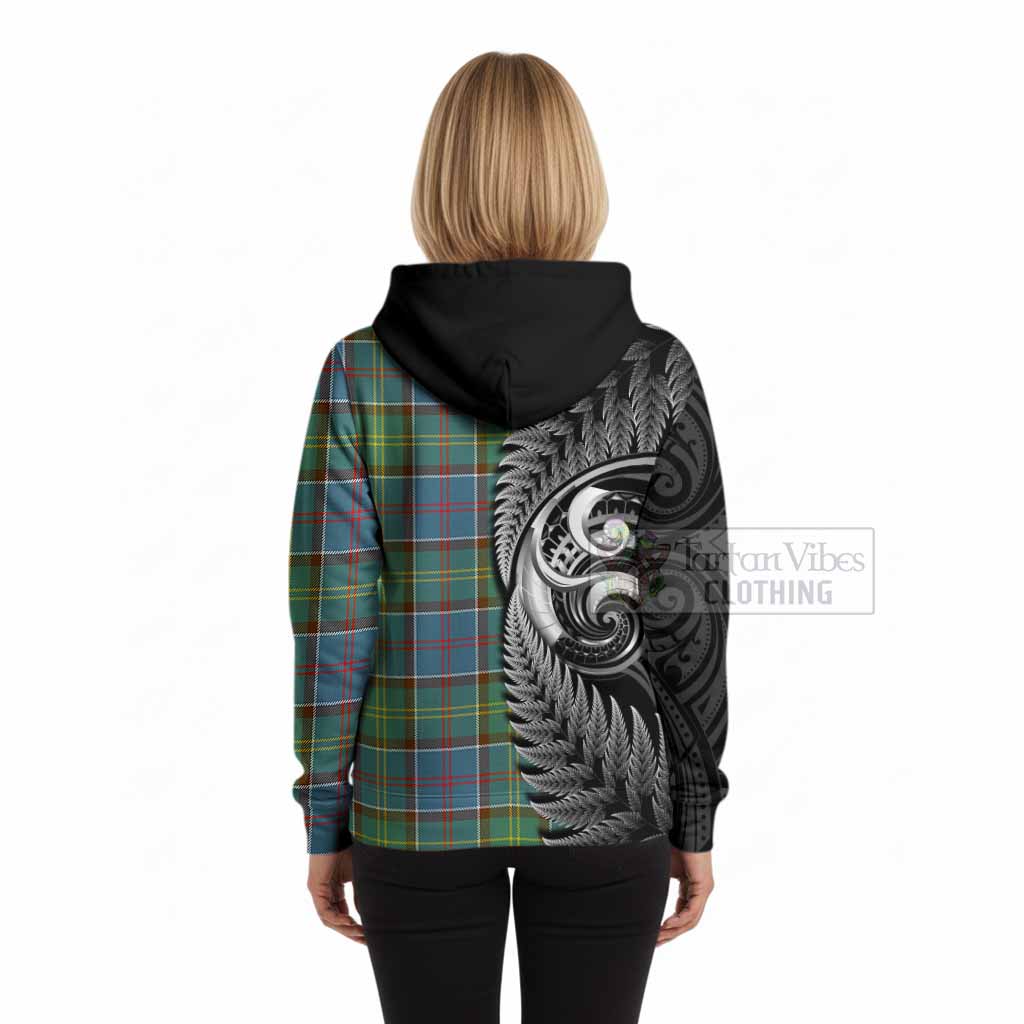 Colville Tartan Crest Hoodie With New Zealand Silver Fern Maori Koru