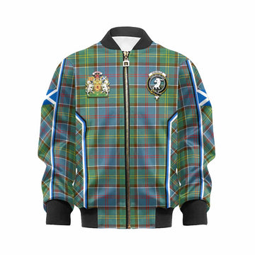 Colville Tartan Crest Kid Bomber Jacket Scotland Coat of Arm Flag Style - Tartan Vibes Clothing