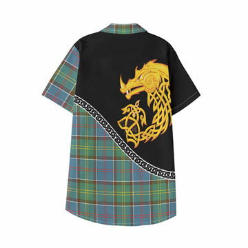 Colville Tartan Crest Kid Hawaiian Shirt Legendary Dragon Knot Half Style