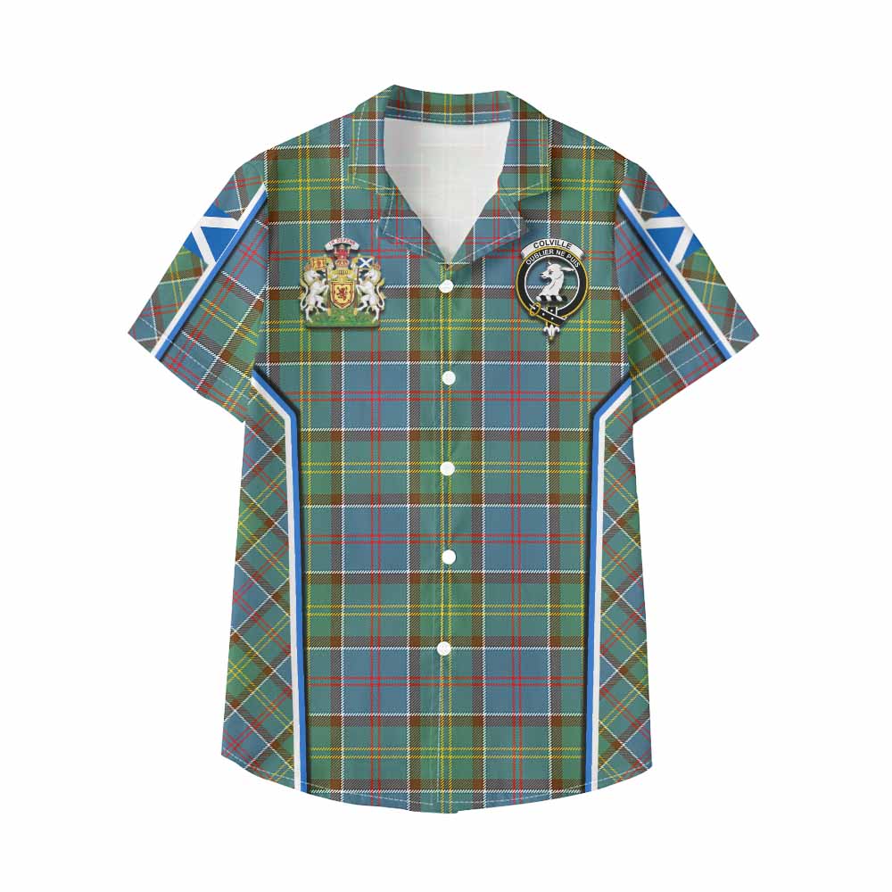 Colville Tartan Crest Kid Hawaiian Shirt Scotland Coat of Arm Flag Style - Tartan Vibes Clothing