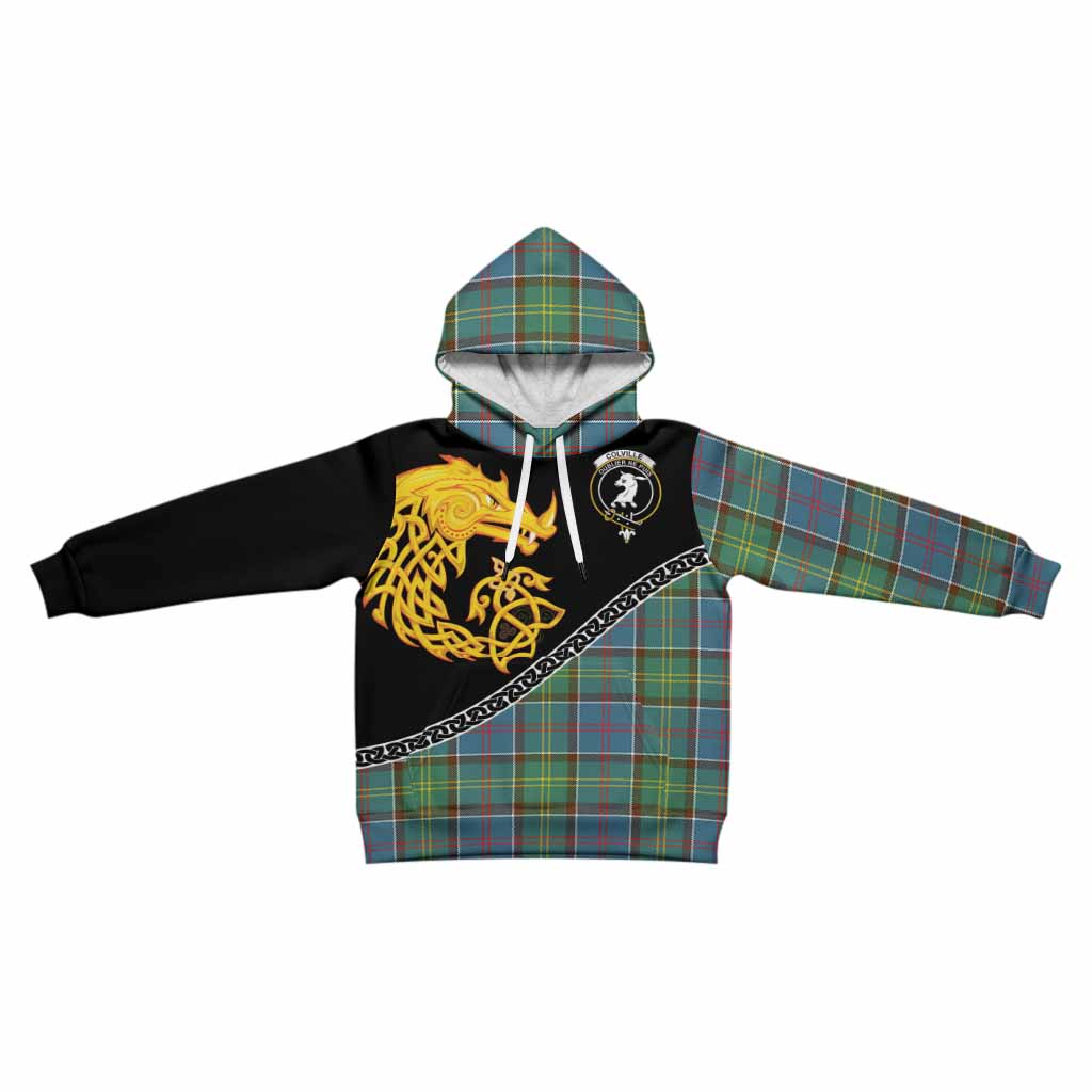 Colville Tartan Crest Kid Hoodie Legendary Dragon Knot Half Style