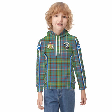 Colville Tartan Crest Kid Hoodie Scotland Coat of Arm Flag Style - Tartan Vibes Clothing
