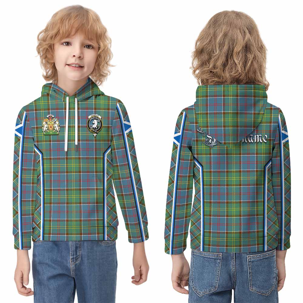 Colville Tartan Crest Kid Hoodie Scotland Coat of Arm Flag Style - Tartan Vibes Clothing