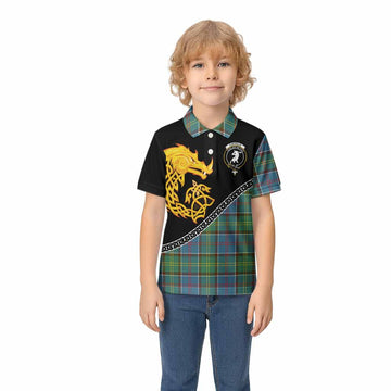 Colville Tartan Crest Kid Polo Shirt Legendary Dragon Knot Half Style