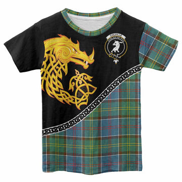 Colville Tartan Crest Kid T-shirt Legendary Dragon Knot Half Style