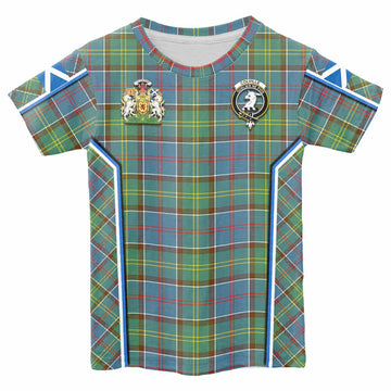 Colville Tartan Crest Kid T-shirt Scotland Coat of Arm Flag Style - Tartan Vibes Clothing