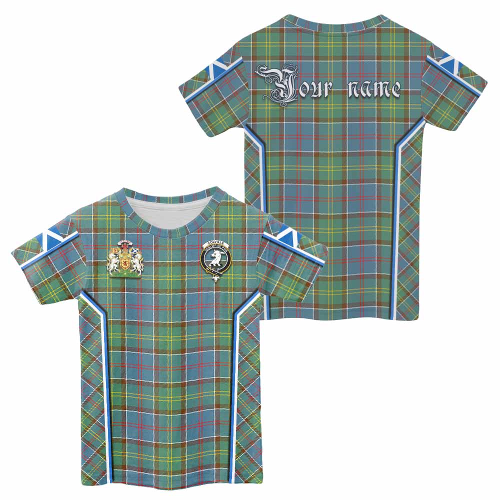 Colville Tartan Crest Kid T-shirt Scotland Coat of Arm Flag Style - Tartan Vibes Clothing