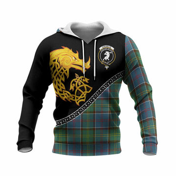 Colville Tartan Crest Knitted Hoodie Legendary Dragon Knot Half Style