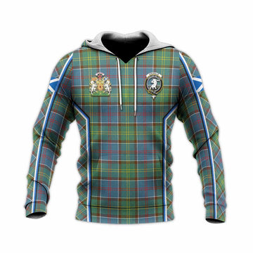 Colville Tartan Crest Knitted Hoodie Scotland Coat of Arm Flag Style