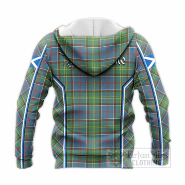 Colville Tartan Crest Knitted Hoodie Scotland Coat of Arm Flag Style