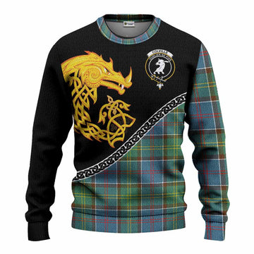 Colville Tartan Crest Knitted Sweater Legendary Dragon Knot Half Style