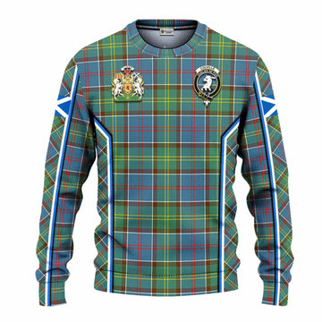 Colville Tartan Crest Knitted Sweater Scotland Coat of Arm Flag Style