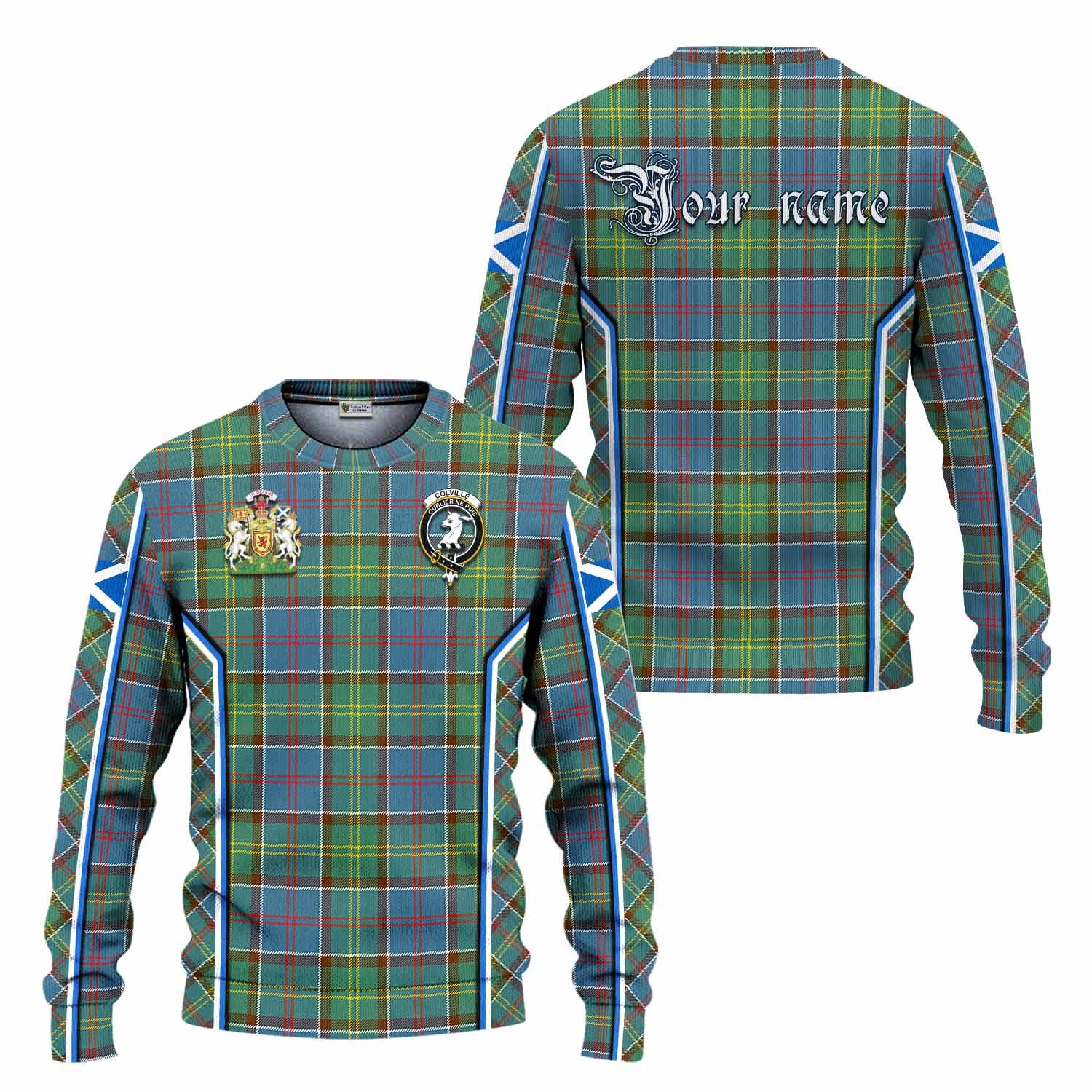 Colville Tartan Crest Knitted Sweater Scotland Coat of Arm Flag Style - Tartan Vibes Clothing