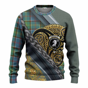 Colville Tartan Crest Knitted Sweater Scottish Triskele Celtic