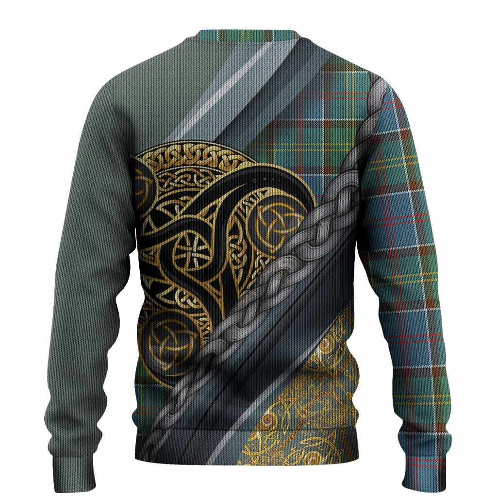Colville Tartan Crest Knitted Sweater Scottish Triskele Celtic