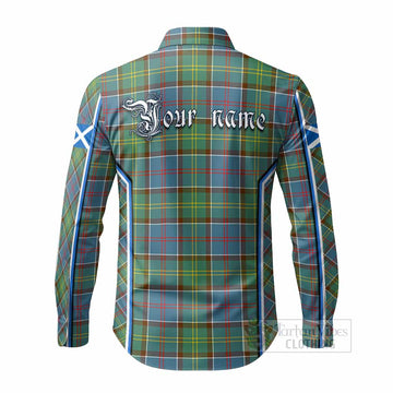 Colville Tartan Crest Long Sleeve Button Shirts Scotland Coat of Arm Flag Style