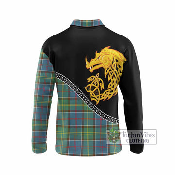 Colville Tartan Crest Long Sleeve Polo Shirt Legendary Dragon Knot Half Style