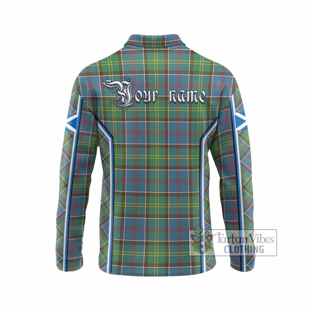 Colville Tartan Crest Long Sleeve Polo Shirt Scotland Coat of Arm Flag Style - Tartan Vibes Clothing