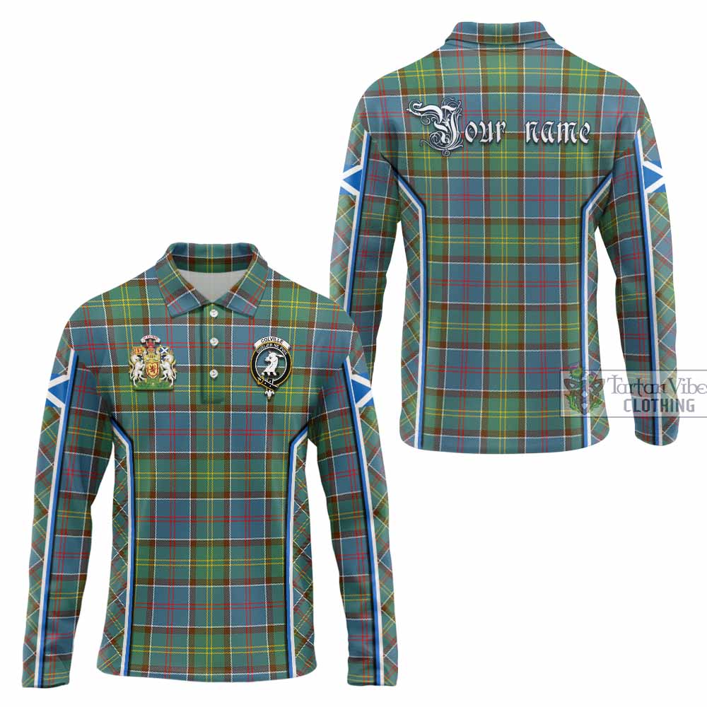 Colville Tartan Crest Long Sleeve Polo Shirt Scotland Coat of Arm Flag Style - Tartan Vibes Clothing