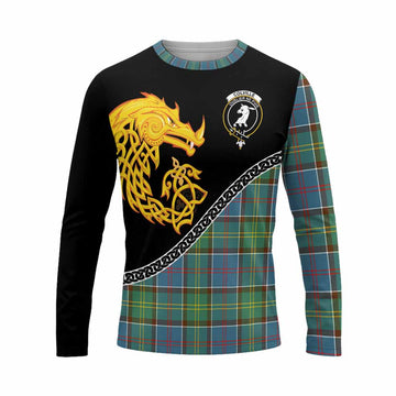 Colville Tartan Crest Long Sleeve T-Shirt Legendary Dragon Knot Half Style