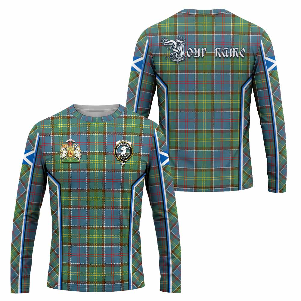 Colville Tartan Crest Long Sleeve T-Shirt Scotland Coat of Arm Flag Style - Tartan Vibes Clothing