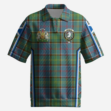 Colville Tartan Crest Men’s Polo Sweater Top Scotland Coat of Arm Flag Style