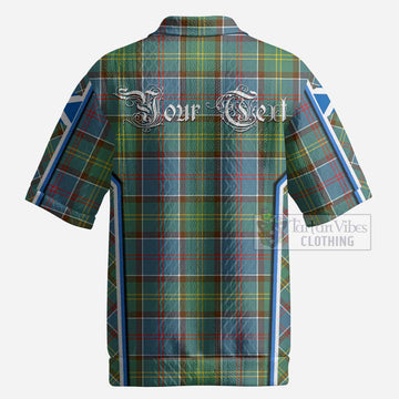Colville Tartan Crest Men’s Polo Sweater Top Scotland Coat of Arm Flag Style