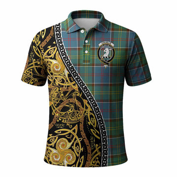 Colville Tartan Crest Polo Shirt Celtic Knot and Triple Trickle Spiral Symbols