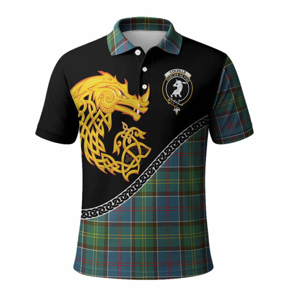 Colville Tartan Crest Polo Shirt Legendary Dragon Knot Half Style