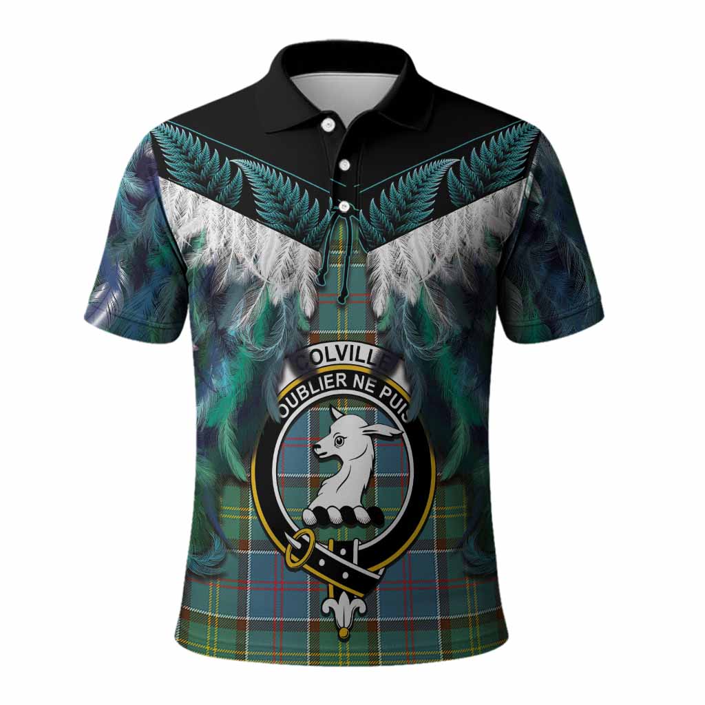 Colville Tartan Crest Polo Shirt New Zealand Maori Korowai Cloak